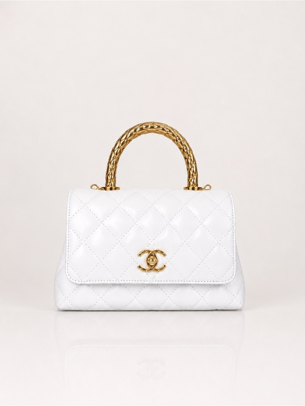 CHANEL Mini Lambskin Coco Handle Bag with Gold Hardware